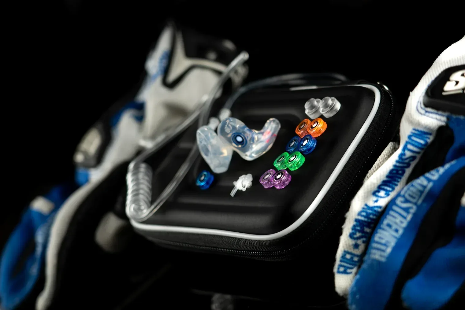 The One filtered motorcycle earplugs, custom molded